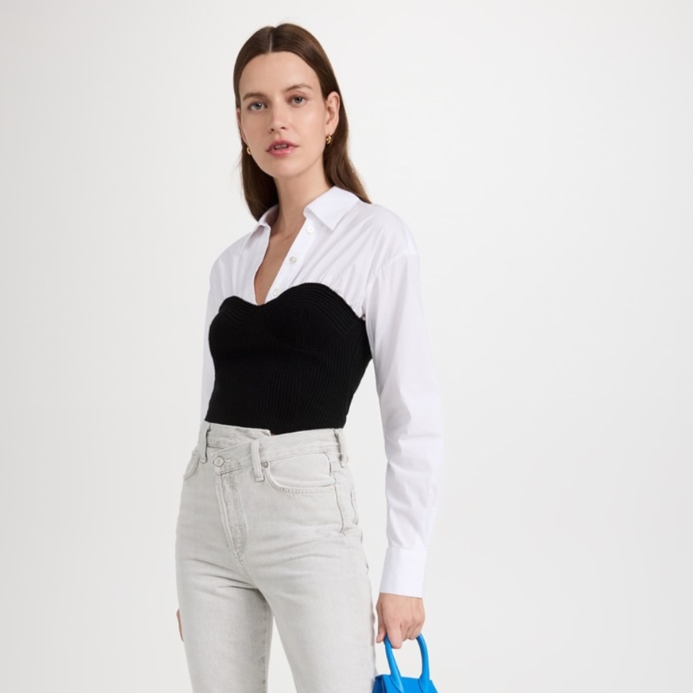 STAUD Hazel Top Size XS Long Sleeve Sweater Button Up - Picture 2 of 12